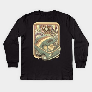 Vintage Customized Van Sepia Kids Long Sleeve T-Shirt